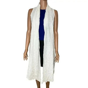 Johnny Was Los Angeles White Linen Textured Open Kimono size M NWOT